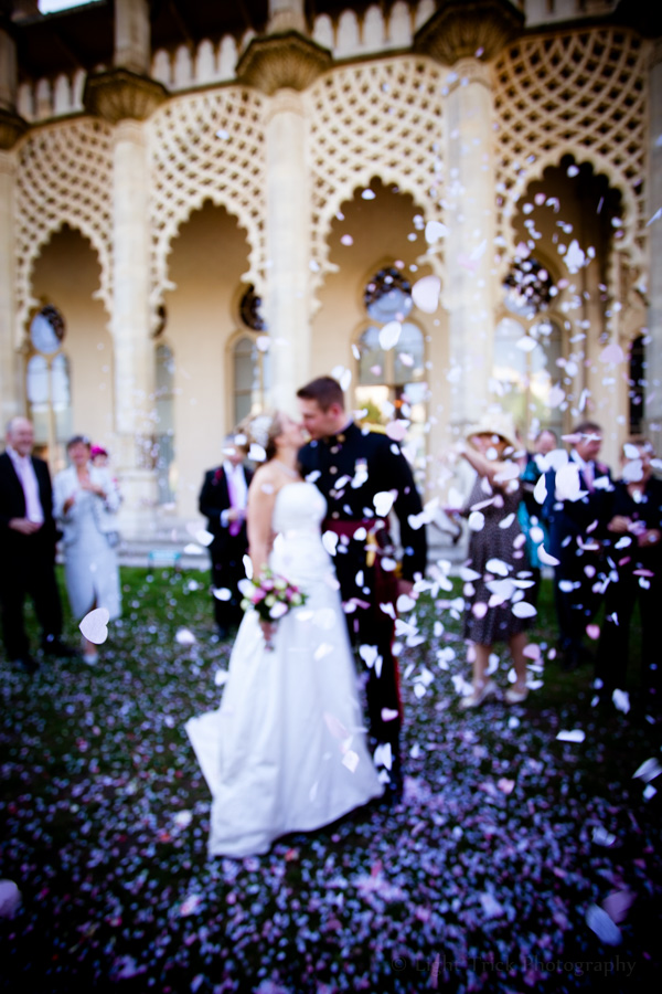 Brighton wedding photography - couple with confetti